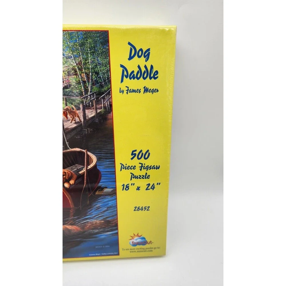 Sunsout Dog Paddle 600 pc Jigsaw Puzzle 28452 18x24 James Meger Vinyage NWT
